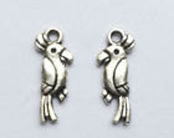 Silver parrot bird charms 10 charms Tibetan silver parrot charm 3D
