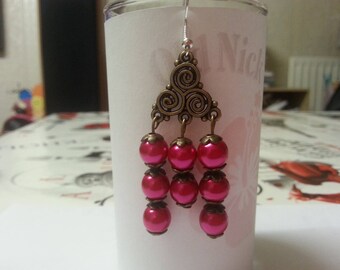 chandelier print bronze with glass pearls