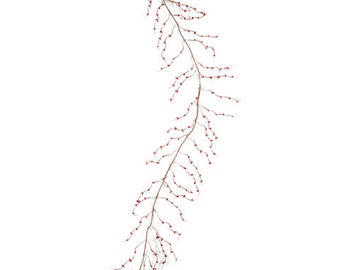 Floral Garland, Red Berry Garland, Twig, Wired Garland, Seed Berry, Country, Floral Craft Supply, 6ft, 4302 D6