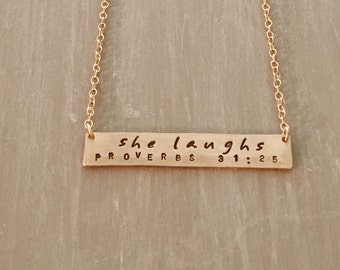 She Laughs--14kgf Horizontal Bar Necklace