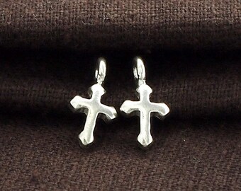 6 of Karen Hill Tribe Silver Cross Charms 6x9 mm. :ka3621