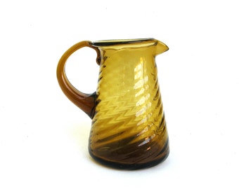 vintage hand blown amber glass creamer ... jug ... petite pitcher
