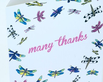 SALE -Thank You greeting card - Dragonfly - 50% off