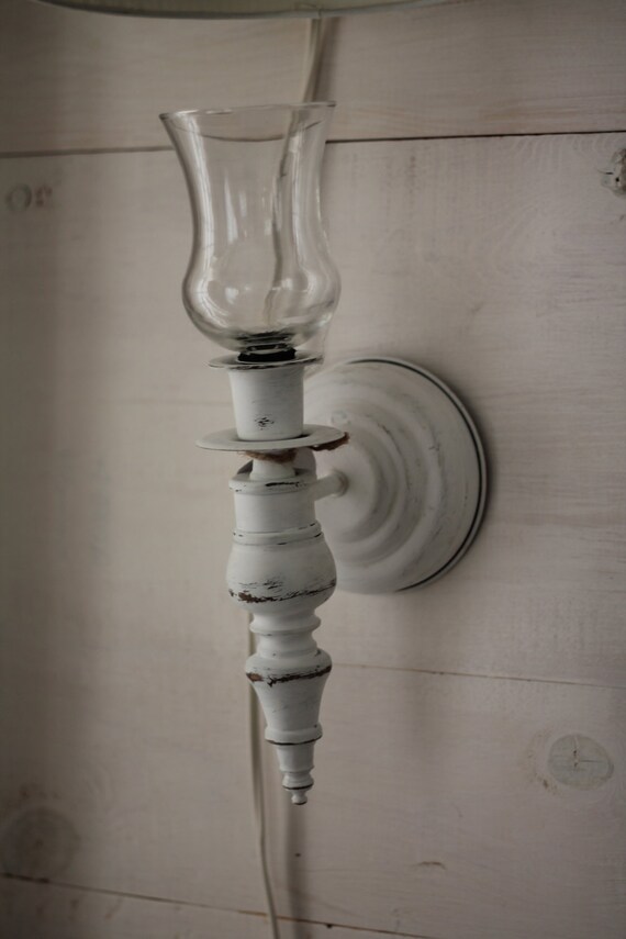 Items similar to Pair of Two Creamy White Shabby Chic Candle Wall