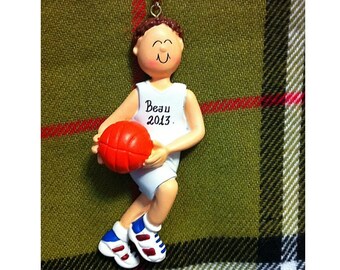 Personalized Male Basketball Player-Basketball Birthday/Team Gifts/Basketball Cake Stand/Magnet/Ornament-Customize Hair Color & Skin Tone