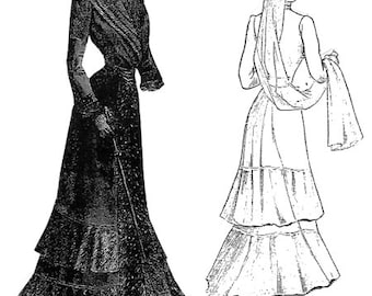 Victorian Ladies 1903 Downtown Abbey or Mourning Dress Sewing Pattern