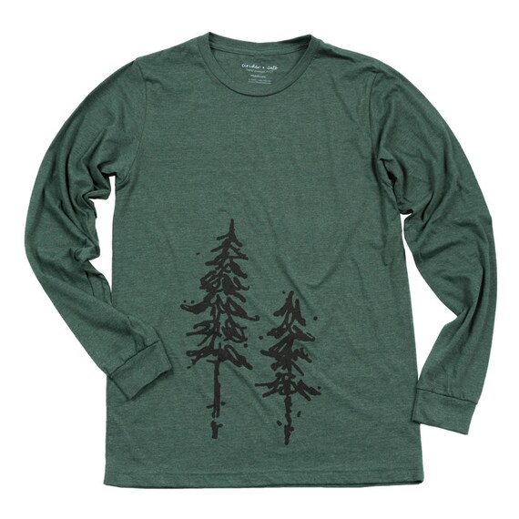 Pine Trees Long Sleeve T-shirt Pine Tree Print Forest Print