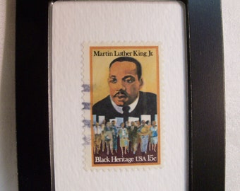Martin Luther King, Black Heritage, Black Pride, Framed Postage Stamp, Framed postage stamp art, Collectible postage stamp