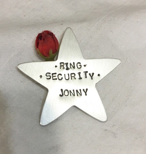 Ring Bearer security badge hand stamped security badge ring