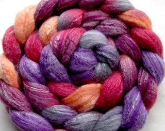 Merino/Bamboo/Silk Spinning Fiber (Combed Top) 4 oz Hand Painted