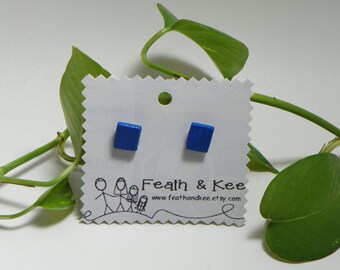 Snorkel Blue Wooden Square Earrings