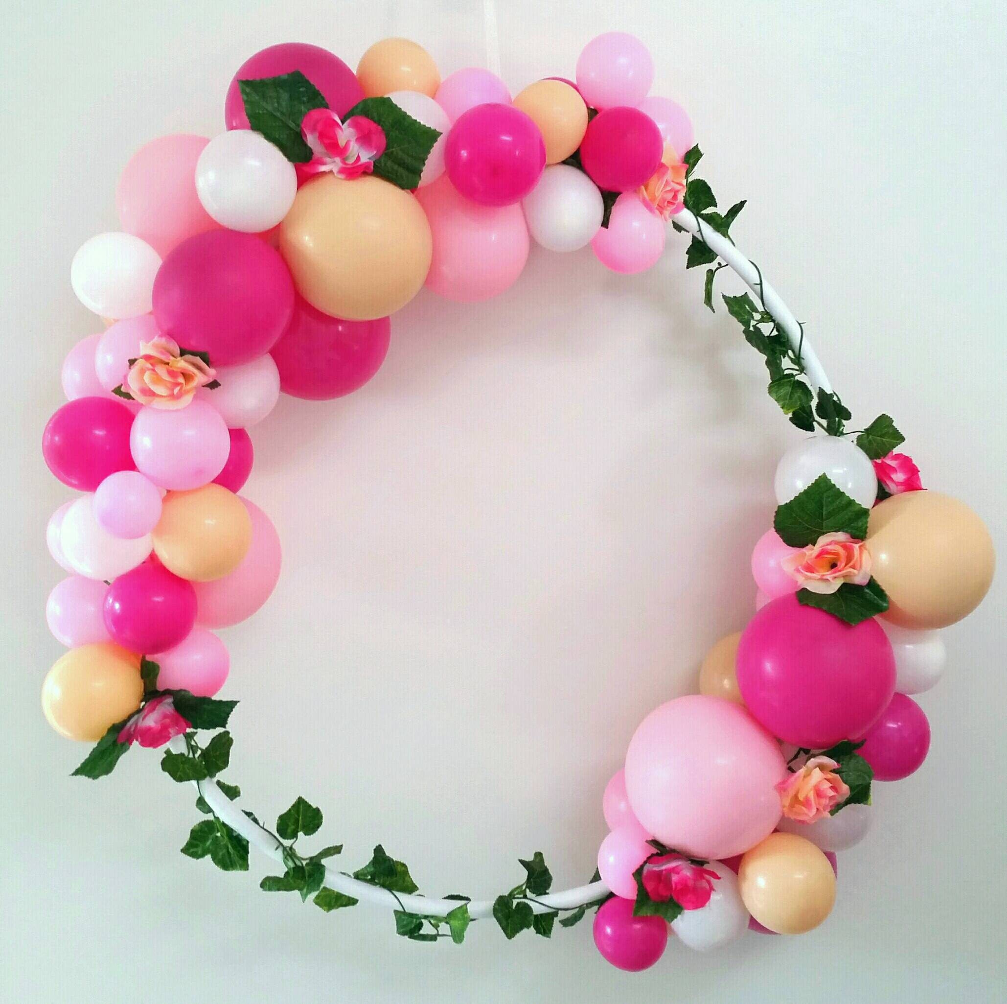 Balloon frame garland wreath hula hoop diy kit magenta pink