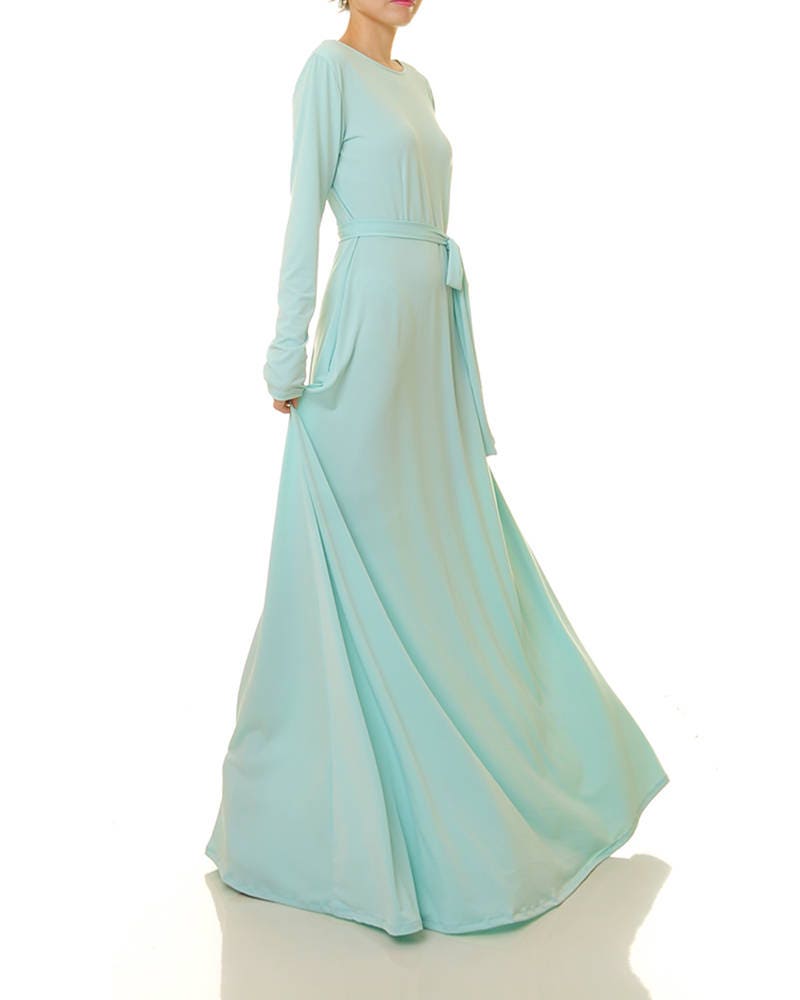 Aquamarine Dress Powder Blue Dress Long Sleeve Gown Long