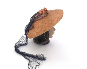 vintage 1940s hat | 40s summer saucer hat