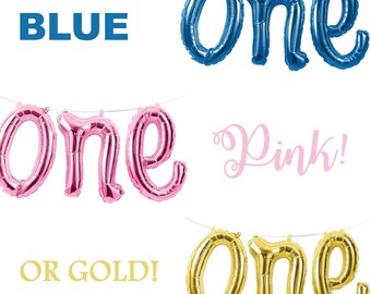 First Birthday ONE Letter Balloon Banner/ First Birthday Balloons/ First Birthday Balloon Banners/ One Number Balloons