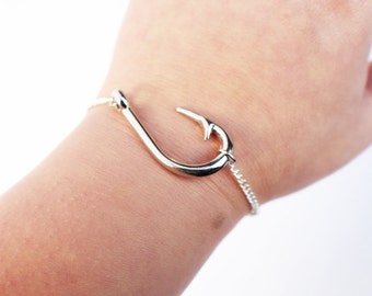 Fishing Hook Bracelet - Fish Hook Bracelet - Fishing Jewelry - Country Jewelry - Silver Chain Bracelet - Gift Ideas For Fishers
