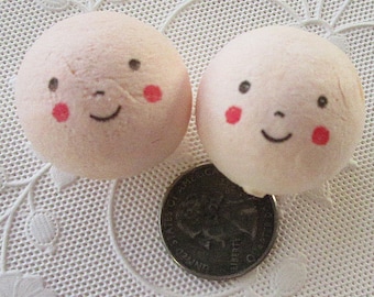 Spun Cotton Heads 4 Jumbo Smiling Head Elf or Doll Pixie Angel Faces Czech Republic 30mm Style D