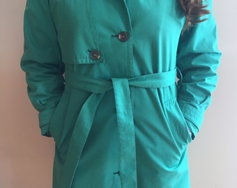 London Fog Trench Coat In Emerald (size 6 petite)