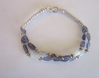 Vintage Sterling Silver Rock Crystal & Amethyst Bracelet