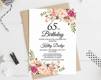 65th Birthday Invitations Etsy