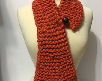 Winter Scarf Knitted - Orange Scarf - Thick Scarf - Handmade Scarf