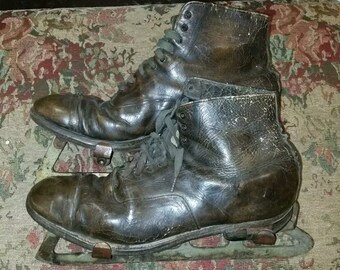 Vintage Ice Skates Brown holiday decor