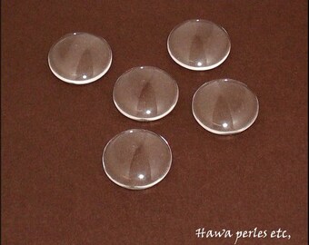 5 glass Transparent round 18 mm cabochons
