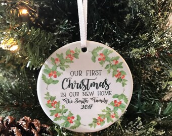Our First Christmas In Our New Home Personalized Christmas Ornament Housewarming Party Family