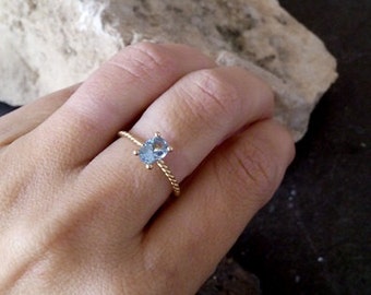 SALE!Thin Ring - Blue Topaz Ring - December Birthstone Ring - Gemstone Ring - Stacking Ring - Gold Ring - Oval Ring
