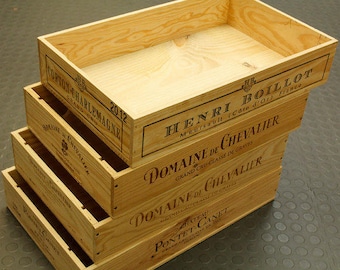 Ideal Crafts Display Box / Organiser - 1 x Long Sided Half Sized Traditional Flat / Tray FRENCH WOODEN WINE Box / Crate / Storage unit -