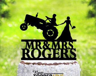 Tractor Wedding Cake Topper,Farmer Wedding cake topper,Rustic Wedding Cake Topper,Country Wedding cake topper,unique cake topper (2103)
