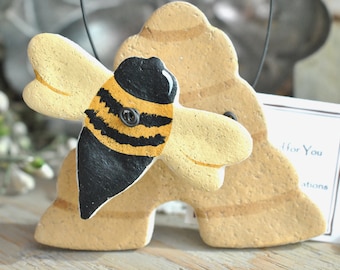 Honey Bee and Hive Salt Dough Hanging Ornament Bumble Bee Gift Ideap