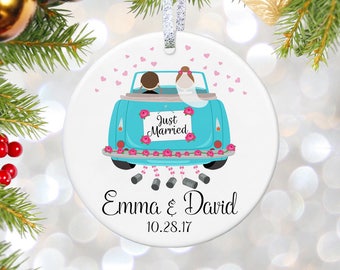 Just Married Gift Ornament Personalized Our First Christmas Married Ornament Couples Gift Wedding Gift Bridal Shower Gift Wedding Ornament