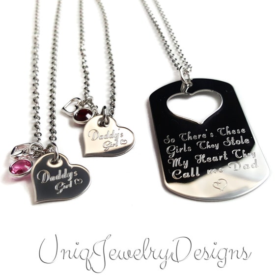 Personalized Father Daughter Necklace Set