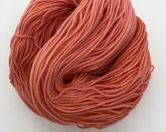 Coral 4ply hand dyed merino nylon sock yarn 100g