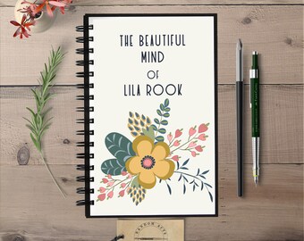 Beautiful Mind, Personalized Journal, Writing Journal, Bullet Journal, Custom Journal, Lined Blank, Personalized Notebook, Spiral Notebook