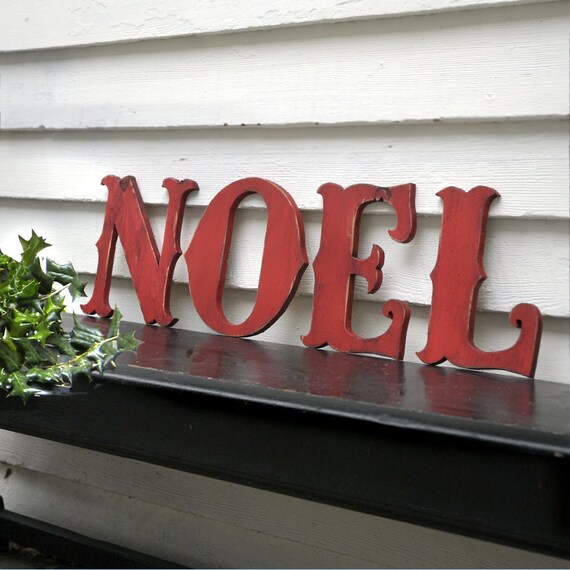 Items similar to NOEL Letter Set Wooden Vintage Holiday Decor Shabby Chic Christmas Decor on Etsy