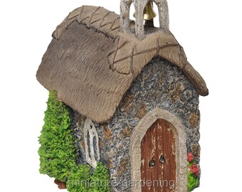 Church with Thatched Roof for Miniature Garden, Fairy Garden