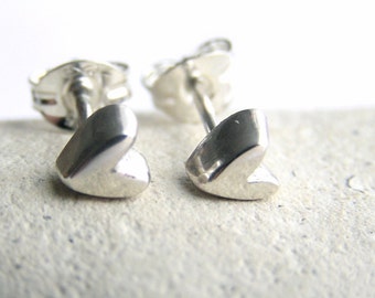 Silver heart studs, sterling silver heart stud ear rings, solid silver studs, silver stud earrings, love heart earrings, sterling silver