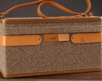 Vintage Hartmann Train Case / Vanity Case, Tweed with Leather Trim