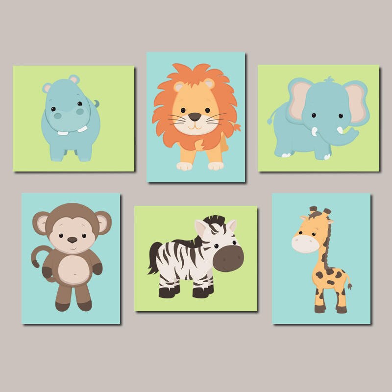 Zoo Animal Nursery Wall Art Prints Or Canvas Jungle Animals