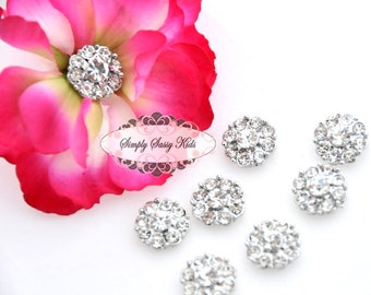 20 pcs RD100 Clear on Silver 11mm Rhinestone Embellishment Flatback Crystal DIY invitations flowers weddings bouquet brooch bling
