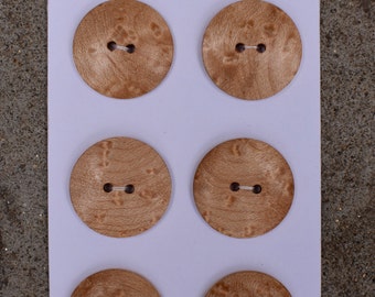 Bird's Eye Maple wood buttons, set of 6