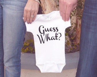 Pregnancy Announcement - Guess What? Outfit for New Baby - Pregnancy Reveal Idea - Baby Onepiece Announcement - Surprise New Grandparents