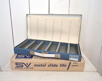 Metal Slide File Box - 1950s Mid Century Photo Negative Tray - Scientific Vintage Slide Storage Box