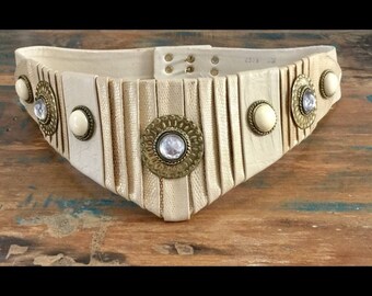 1980s Nina Arjani Leather-rock Belt