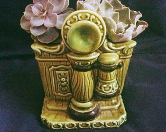 Vintage Olive Green Telephone Planter