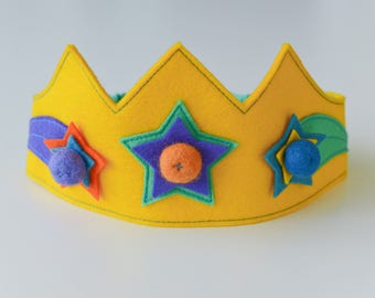 Wool felt crown, Shooting Star crown, Star crown, Birthday crown, Girls crown, Boys crown