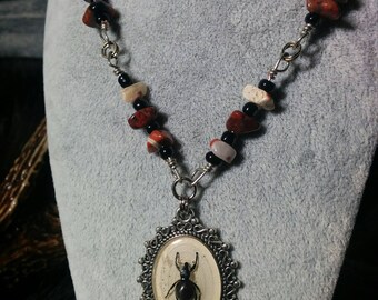 Weevil Beetle Necklace with Stones