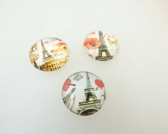 3 cabochons 20 MM Eiffel Tower Paris